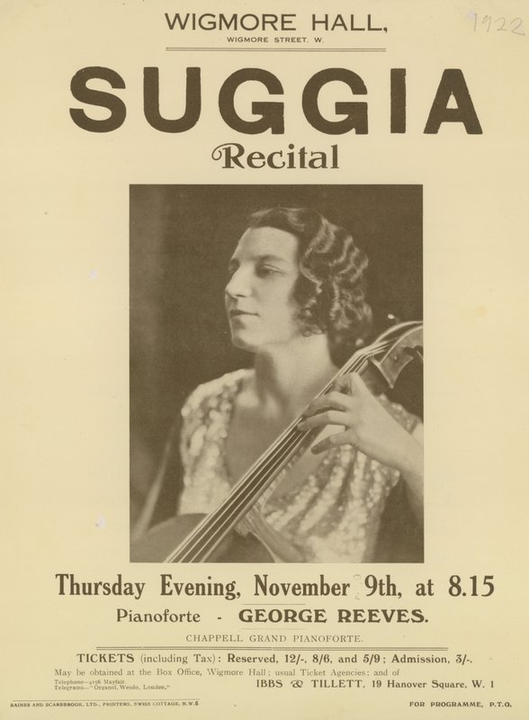 Annonsera för en Suggia-recital i Wigmore Hall av English Photographer
