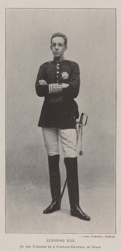 Alfonso XIII, i uniform av en generalkapten i Spanien av English Photographer