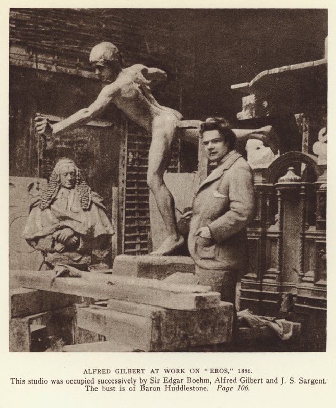 Alfred Gilbert, engelsk skulptör i arbete på Eros av English Photographer