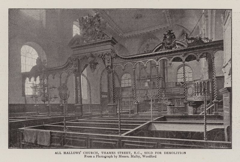 All Hallows Church, Thames Street, EC, säljs för rivning av English Photographer