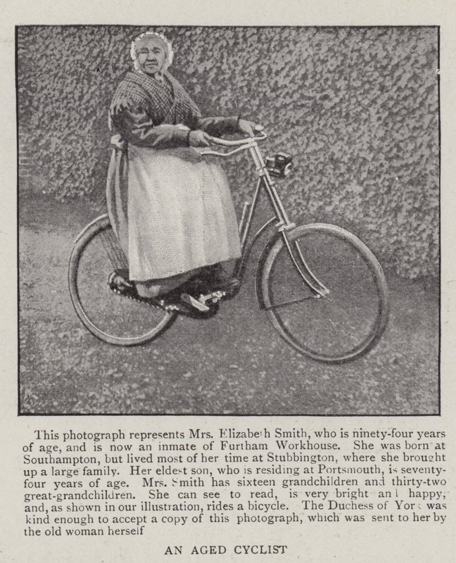 En åldrad cyklist av English Photographer