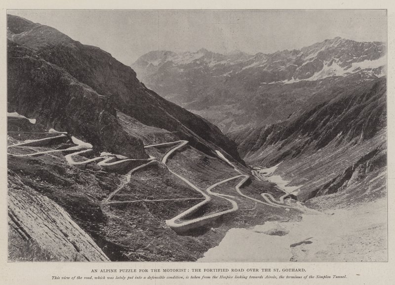 Ett alpint pussel för bilisten, den befästa vägen över St Gothard av English Photographer