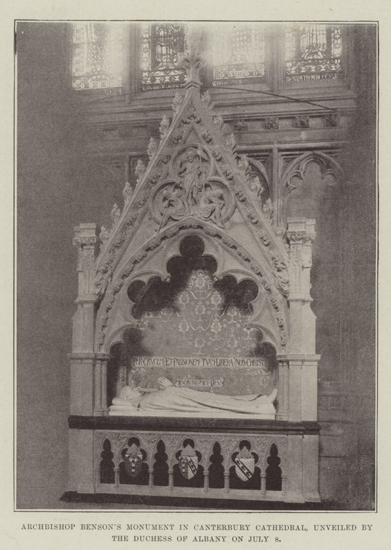Ärkebiskop Bensons monument i Canterbury Cathedral, avtäckt av hertiginnan av Albany den 8 juli av English Photographer