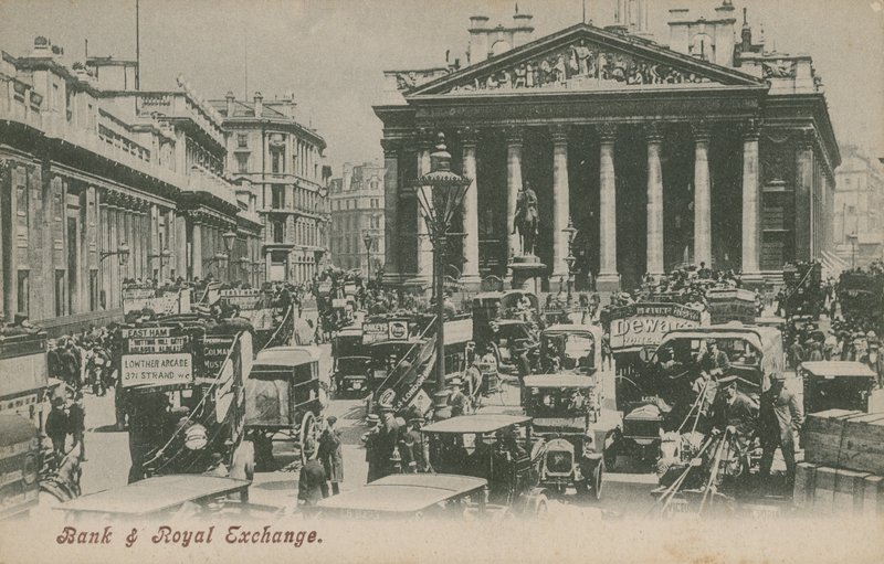 Bank och Royal Exchange, London av English Photographer