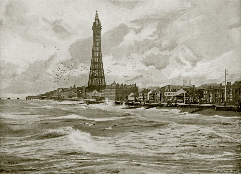 Blackpool, med sitt Eiffeltorn (s/v foto) av English Photographer