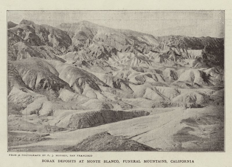 Boraxinsättningar i Monte Blanco, Funeral Mountains, Kalifornien av English Photographer