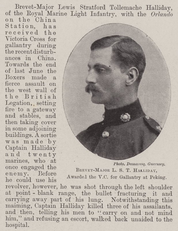 Brevet-Major L S T Halliday, belönades med VC för tapperhet i Peking av English Photographer
