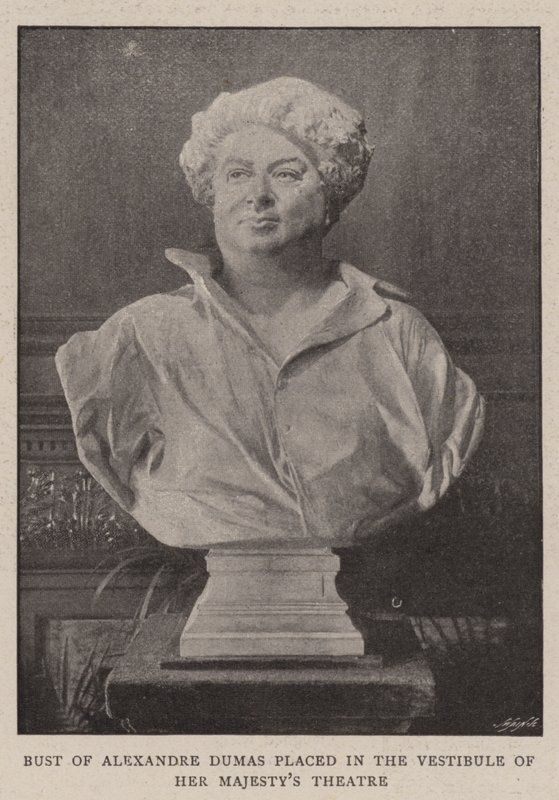 Byst av Alexandre Dumas placerad i vestibulen av Her Majesty