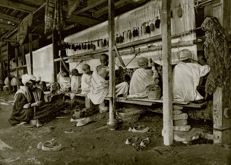 Mattvävning i Indien (s/v foto) av English Photographer
