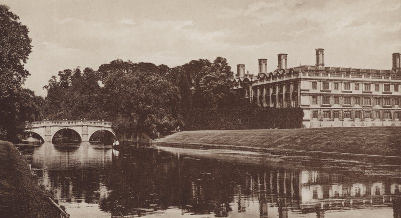 Clare College och Bridge, Cambridge (s/v foto) av English Photographer