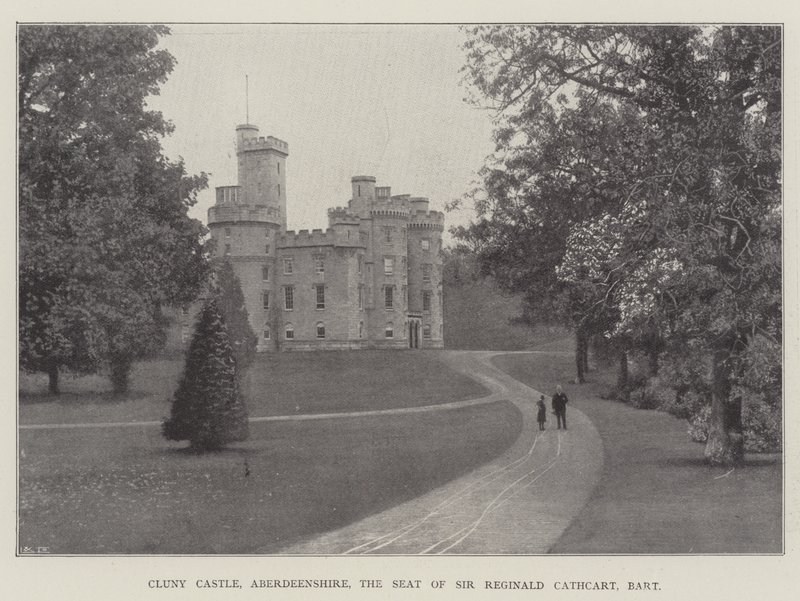 Cluny Castle, Aberdeenshire, säte för Sir Reginald Cathcart, Baronet av English Photographer