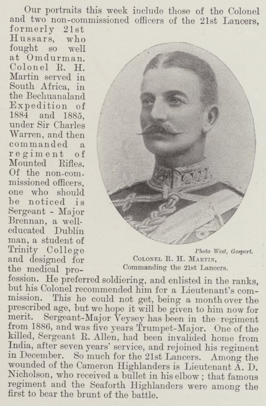 Överste R H Martin, befäl över 21:a Lancers av English Photographer