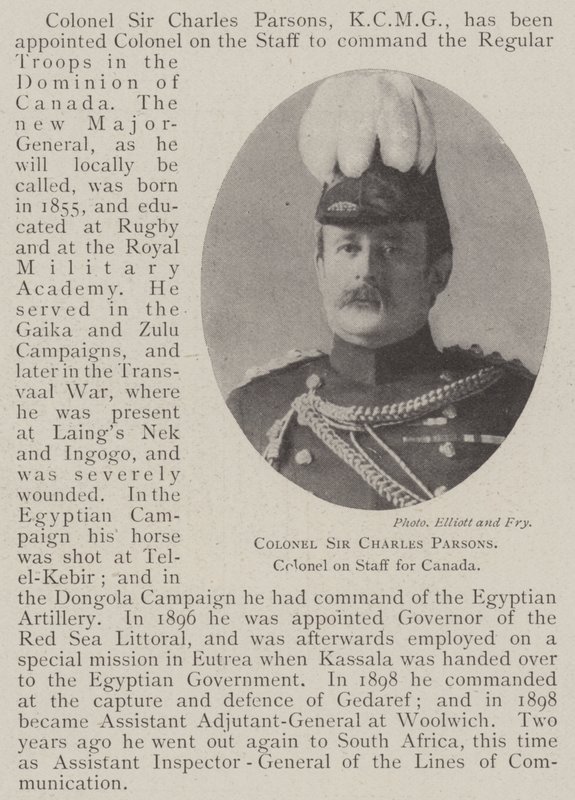 Överste Sir Charles Parsons, överste i staben för Kanada av English Photographer