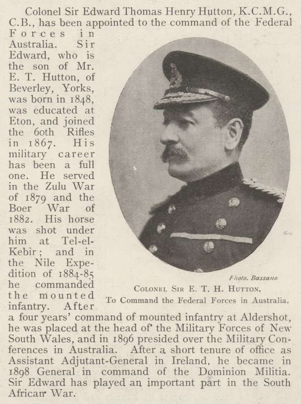 Överste Sir ETH Hutton, att befälhava de federala styrkorna i Australien av English Photographer