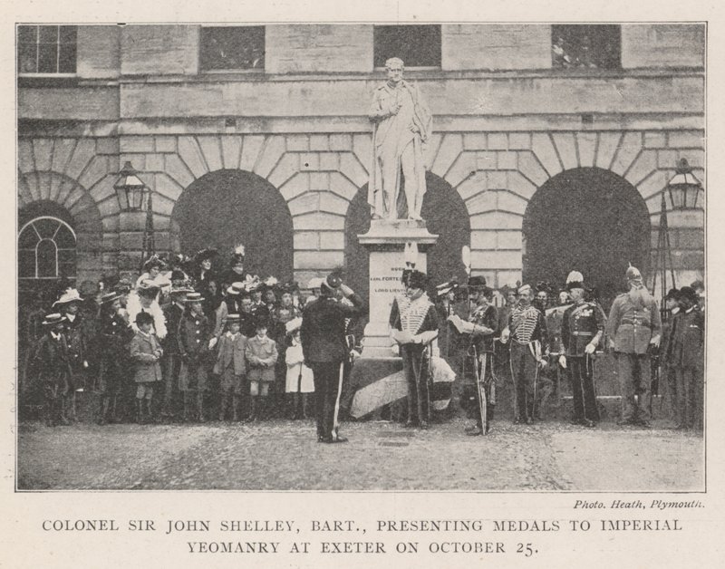 Överste Sir John Shelley, Baronet, överlämnade medaljer till Imperial Yeomanry i Exeter den 25 oktober av English Photographer