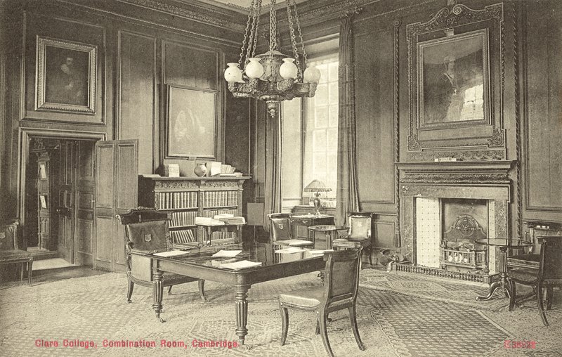 Kombinationsrum, Clare College, Cambridge (s/v foto) av English Photographer