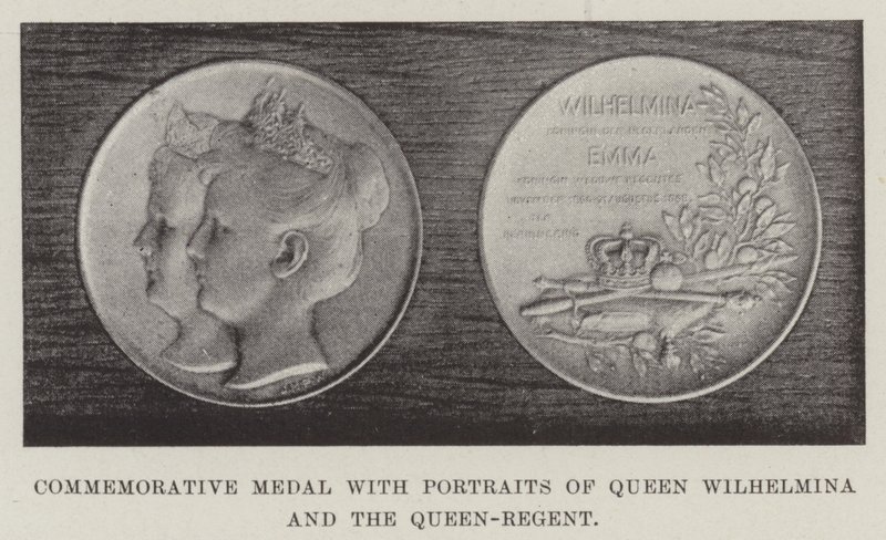 Jubileumsmedalj med porträtt av drottning Wilhelmina och drottningen-regenten av English Photographer