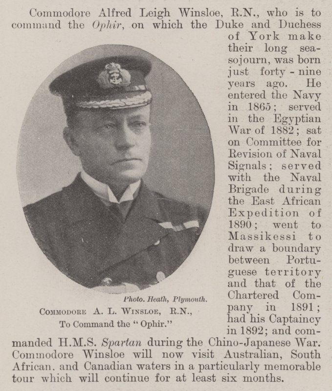 Commodore A L Winsloe, RN, att befalla Ophir av English Photographer