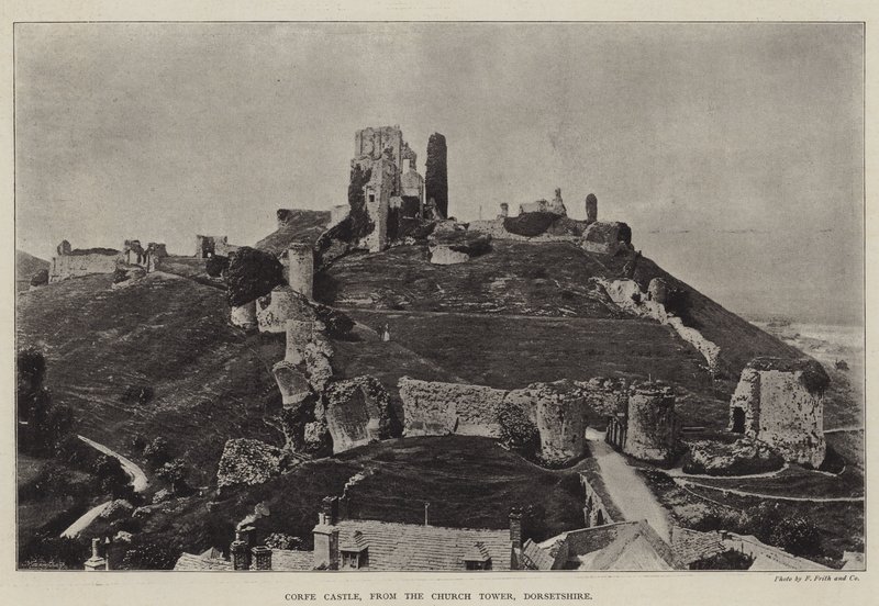Corfe Castle, från Church Tower, Dorsetshire av English Photographer