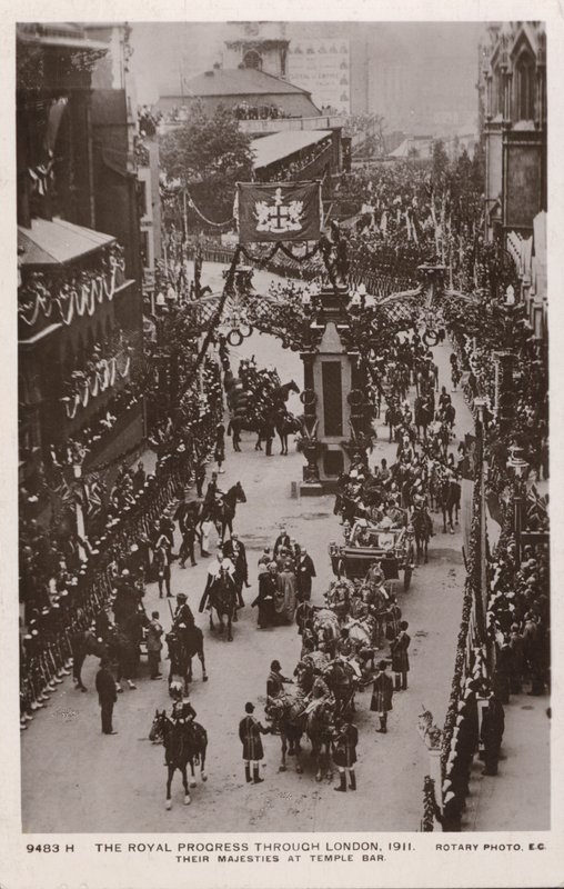 Kröningsprocession av kung George V och drottning, Temple Bar, London av English Photographer