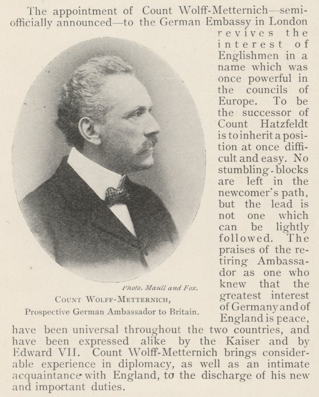Greve Wolff-Metternich, blivande tysk ambassadör i Storbritannien av English Photographer