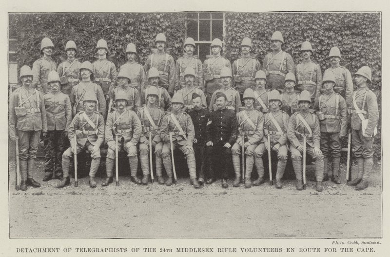 Detachement av telegrafister från 24:e Middlesex Rifle Volunteers på väg mot udden av English Photographer