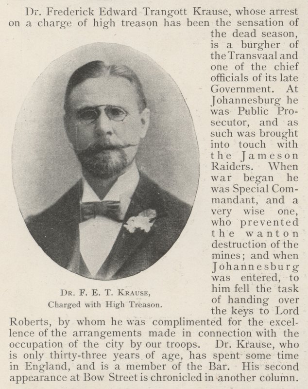 Dr F E T Krause, anklagad för högförräderi av English Photographer