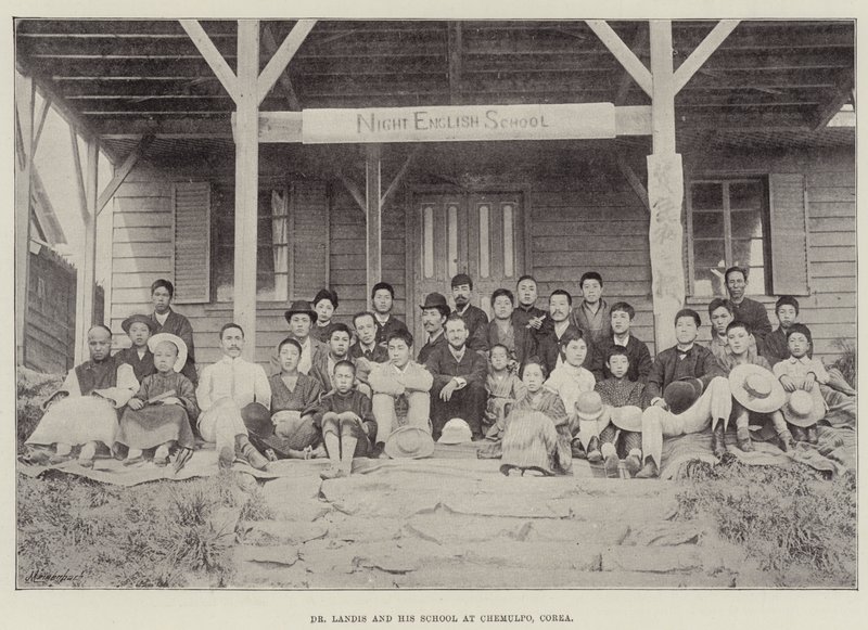 Dr Landis och hans skola i Chemulpo, Corea av English Photographer