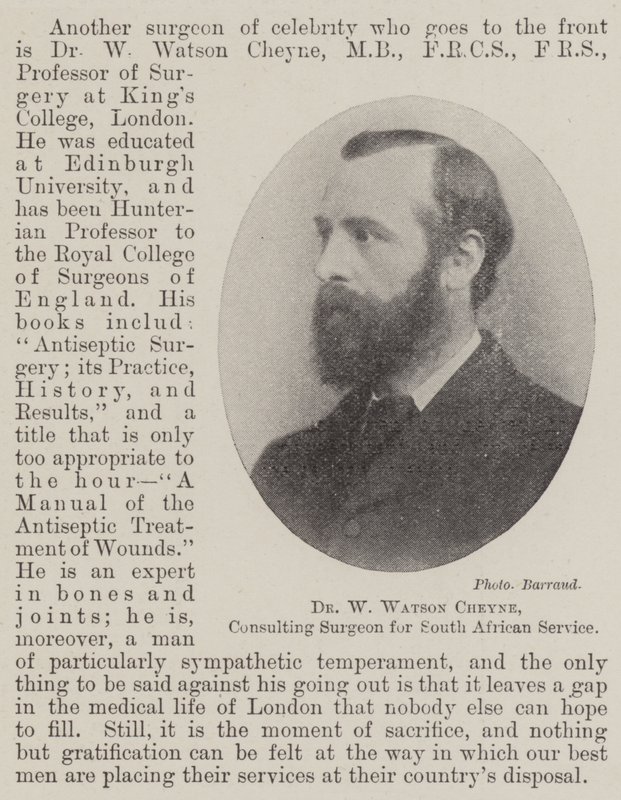 Dr W Watson Cheyne, konsulterande kirurg för sydafrikansk service av English Photographer