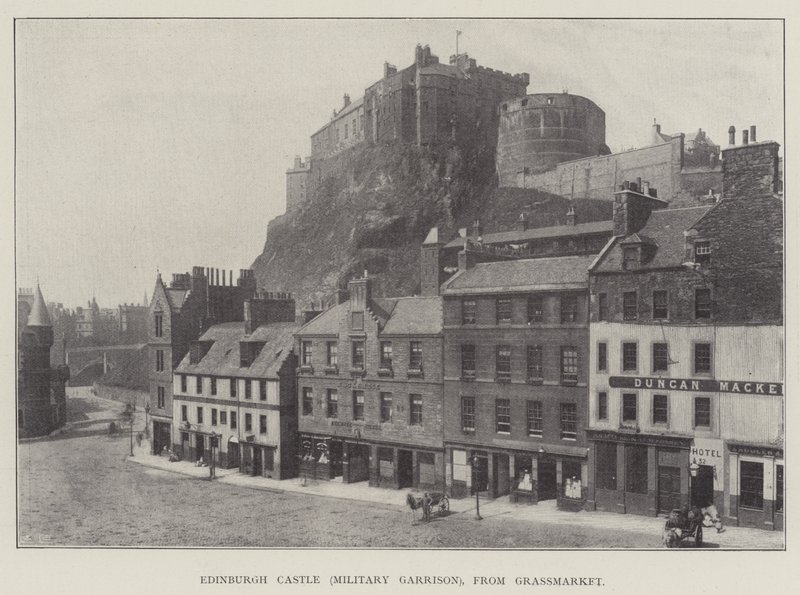Edinburgh Castle (militär garnison), från Grassmarket av English Photographer