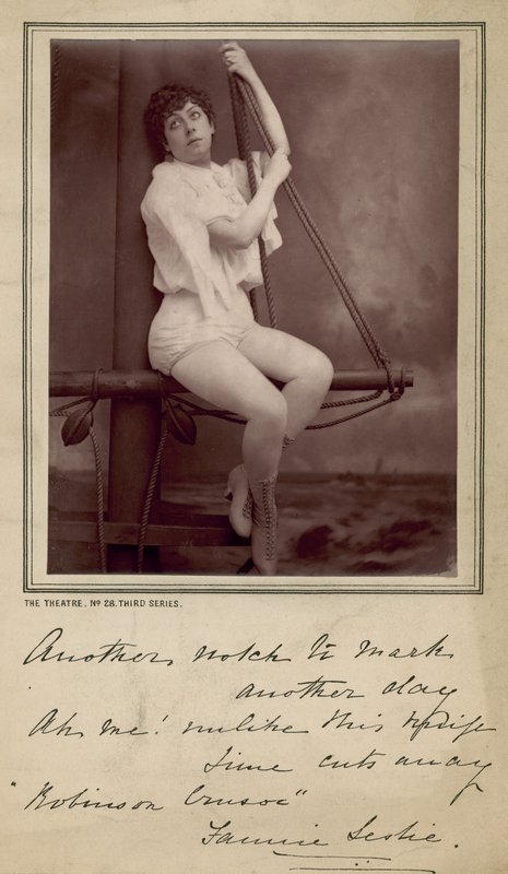 Fannie Leslie, skådespelerska, fotografi och signerat meddelande av English Photographer