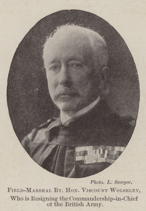 Fältmarskalk höger ärade Viscount Wolseley, som avgår från den brittiska arméns överbefälhavare av English Photographer