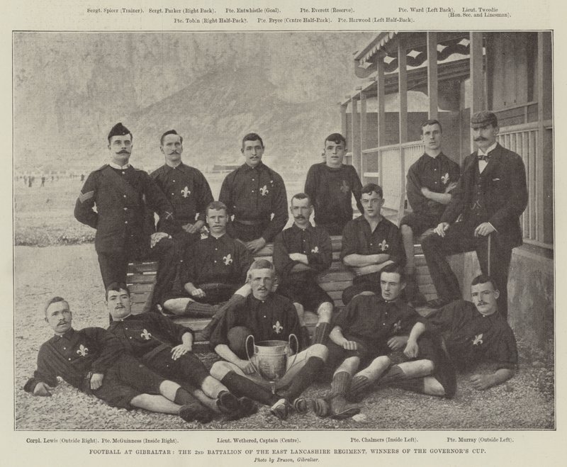 Fotboll i Gibraltar, 2:a bataljonen av East Lancashire Regiment, Vinnare av Governors Cup av English Photographer