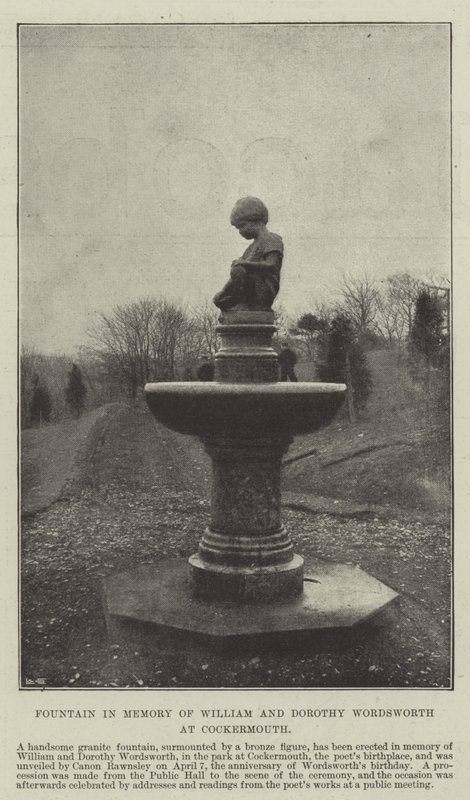 Fontän till minne av William och Dorothy Wordsworth i Cockermouth av English Photographer