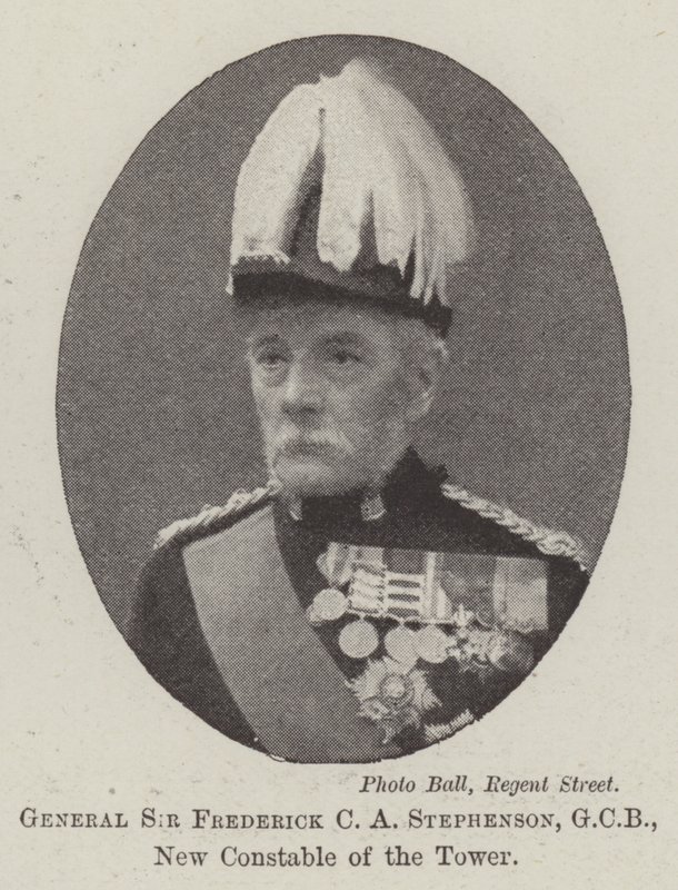 General Sir Frederick C A Stephenson, GCB, New Constable of the Tower av English Photographer