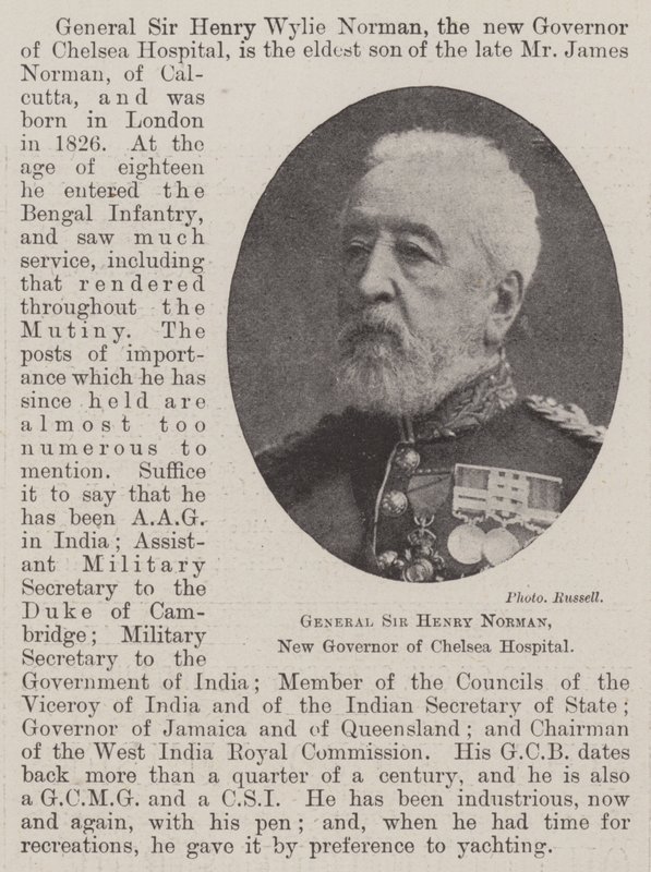 General Sir Henry Norman, ny guvernör på Chelsea Hospital av English Photographer