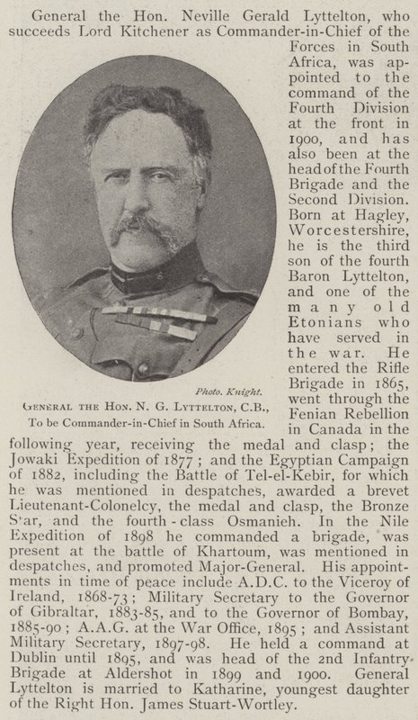 General den ärade N G Lyttelton, CB, att bli överbefälhavare i Sydafrika av English Photographer