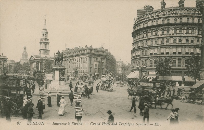 Grand Hotel och Trafalgar Square, London av English Photographer