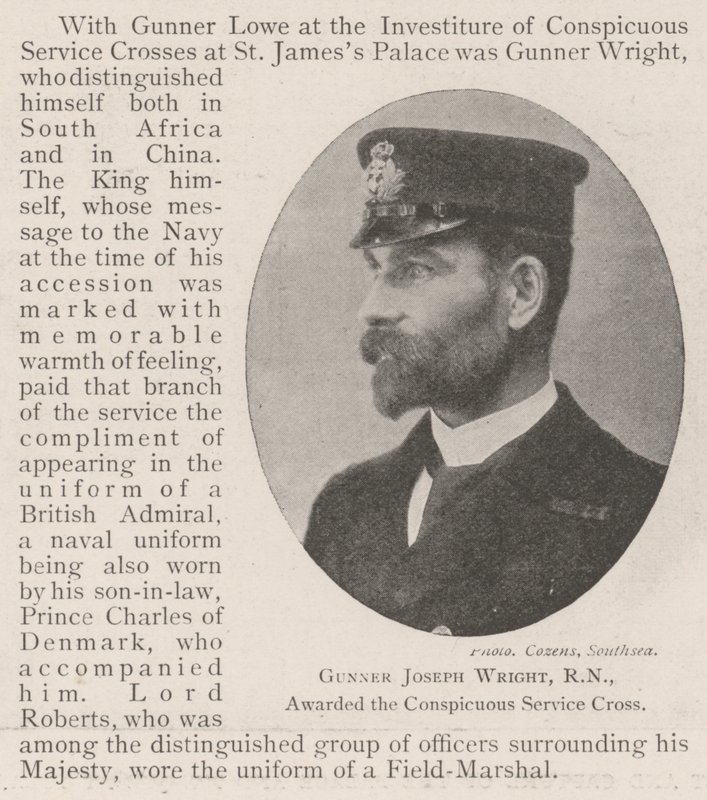 Gunner Joseph Wright, RN, belönades med Conspicuous Service Cross av English Photographer