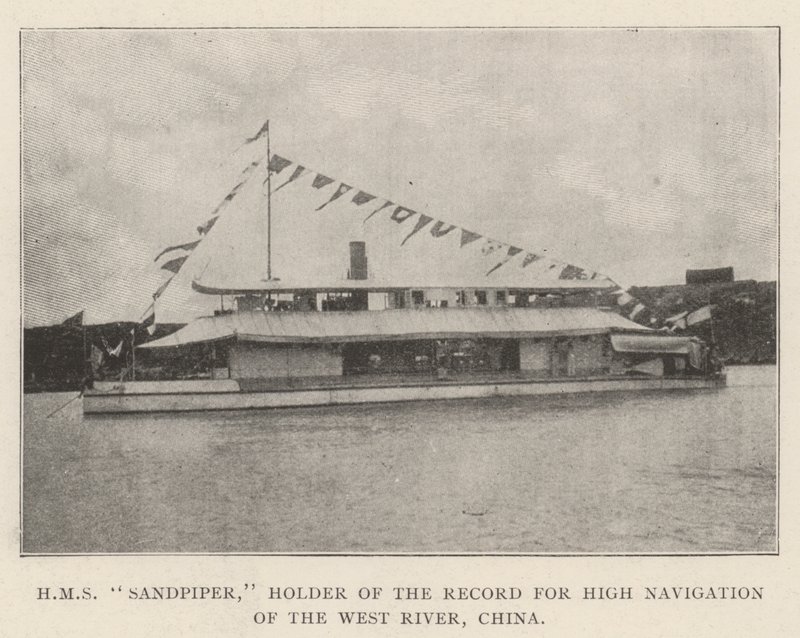 HMS Sandpiper, innehavare av rekordet för hög navigering av West River, Kina av English Photographer