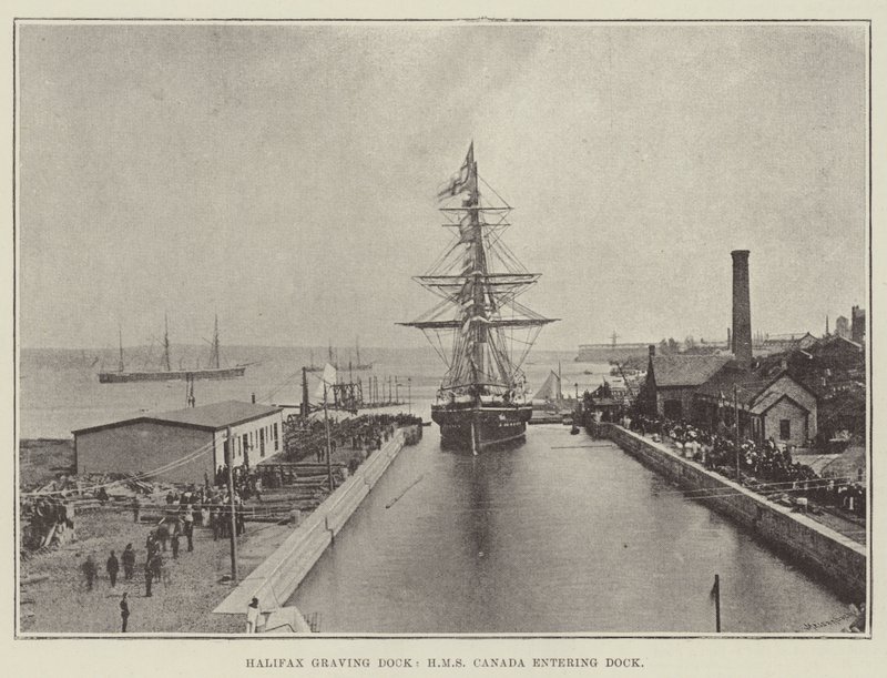 Halifax Graving Dock, HMS Canada går in i Dock av English Photographer