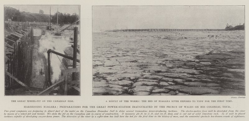 Utnyttja Niagara, förberedelser för den stora kraftstationen som invigdes av prinsen av Wales på hans kolonialturné av English Photographer