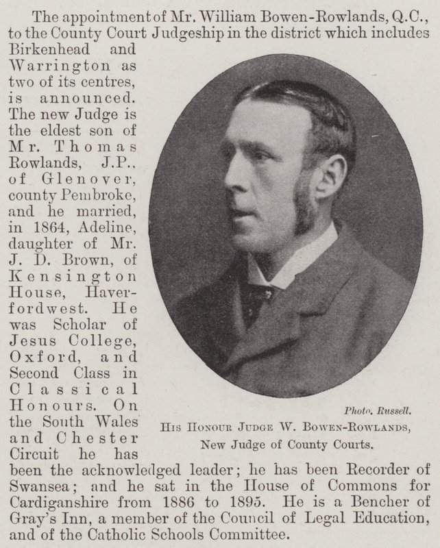 Hans hedersdomare W Bowen-Rowlands, ny domare vid County Courts av English Photographer