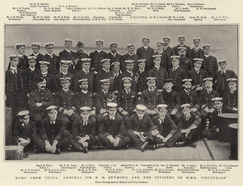Hemma från Kina, amiral Sir E H Seymour och officerarna på HMS Centurion av English Photographer