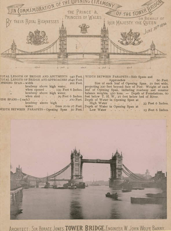 Till minne av öppnandet av Tower Bridge av English Photographer