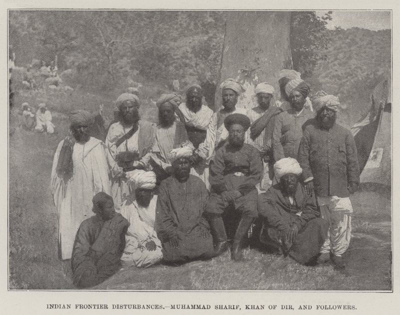 Indian Frontier Disturbances, Muhammad Sharif, Khan of Dir, och följare av English Photographer