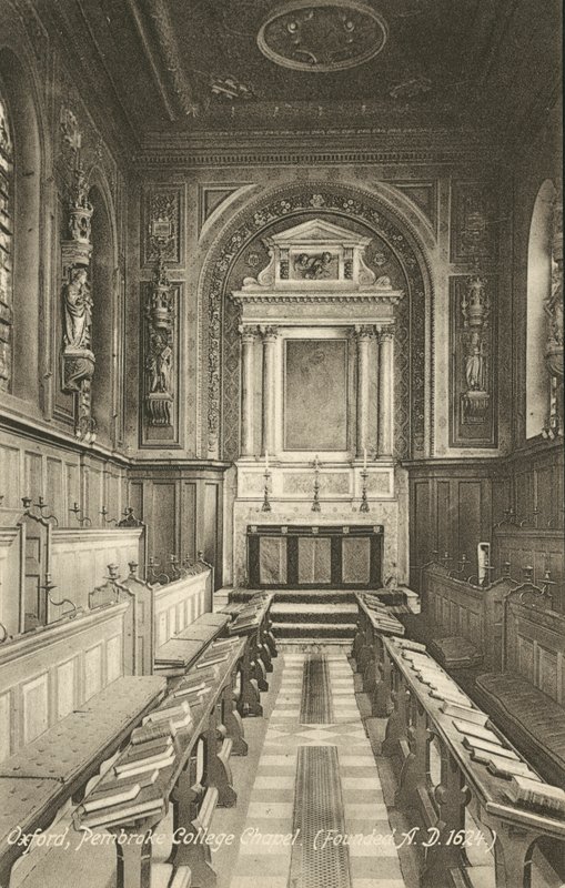 Interiör, Pembroke College Chapel, Oxford, Oxfordshire (s/v foto) av English Photographer