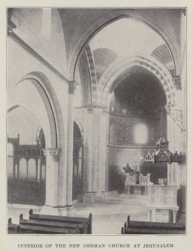 Interiör av den nya tyska kyrkan i Jerusalem av English Photographer