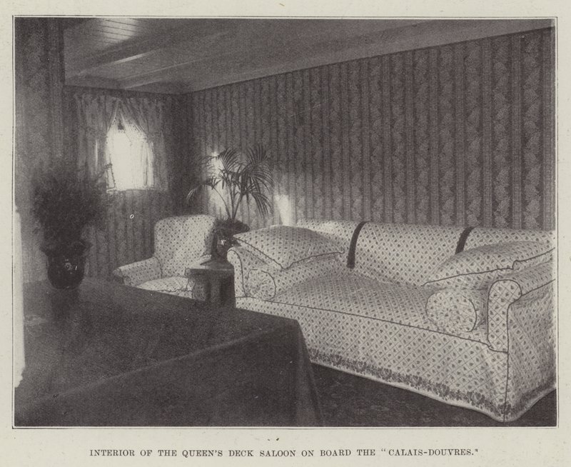 Interiör av Queens Deck Saloon ombord på Calais-Douvres av English Photographer