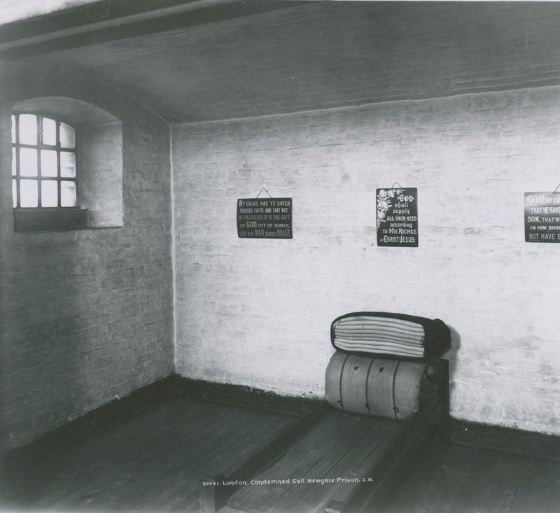 Interiörvy en dömd cell i Newgate Prison av English Photographer